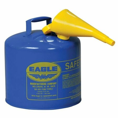 EAGLE SAFETY CANS, Metal - Blue w/F-15 Funnel, CAPACITY: 5 Gal. UI50FSB